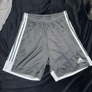 Adidas Men's Charcoal and White Athletic Shorts